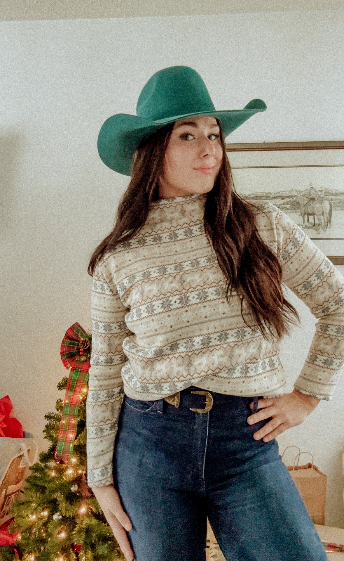 White Christmas Mockneck Sweater (S/M)