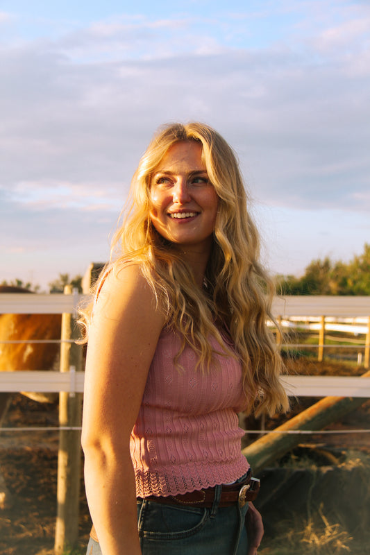 Soft Rose Knit Tank (M)